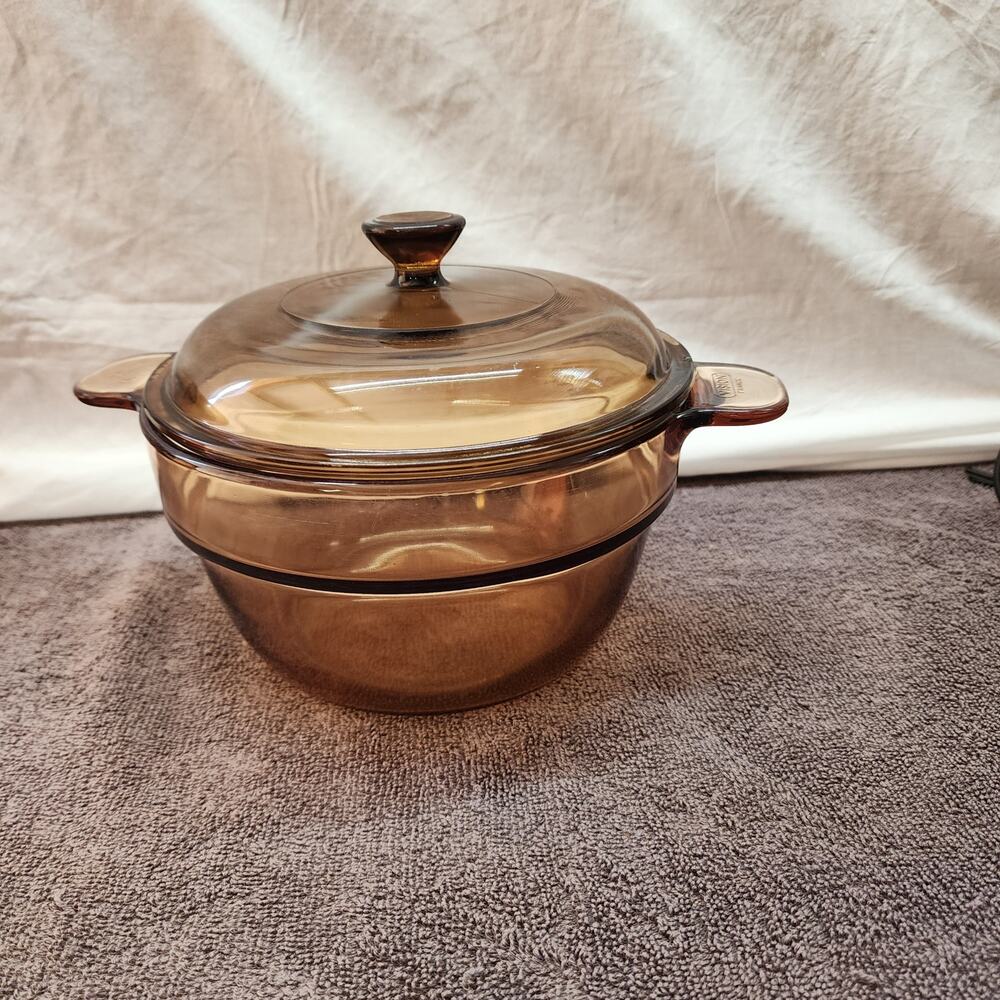 Pyrex Amber glass Visions double boiler inside piece only with lid U
